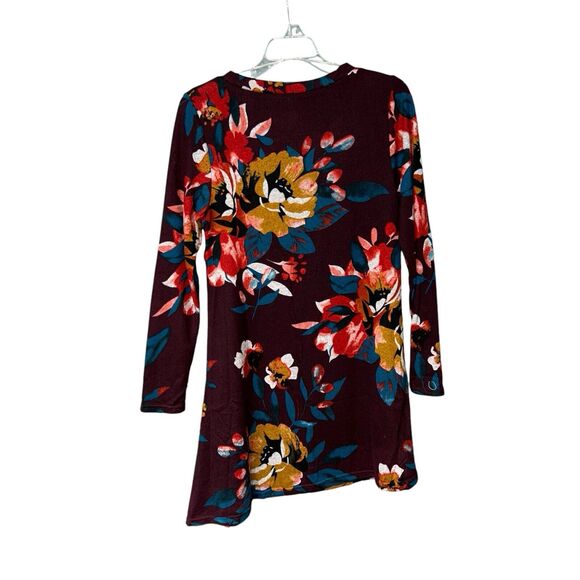 NWT Igenjun Floral Long Sleeve Shift Dress Size Small Button Detail‎ Asymmetric - Picture 5 of 6